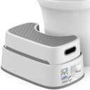 MR.SIGA Toilet Stool Squat Adult, Bathroom Stool Heavy Duty, Anti Slip Toilet Step for Bathroom, Toddler Step Stool for Kids, Off-White & Dark Gray