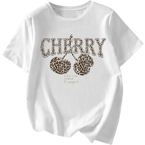 RoseSeek Women's Graphic Letter Tee Crew Neck Drop Shoulder Trendy Summer T Shirt Short Sleeve Vintage Car Print Top (XS)