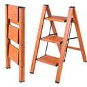 Step Ladders Folding 3 Step Stool Woodgrain Finish Aluminum,Tripod Anti-Slip Portable Sturdy for Home & Kitchen Office 330 lbs - Amazon.com