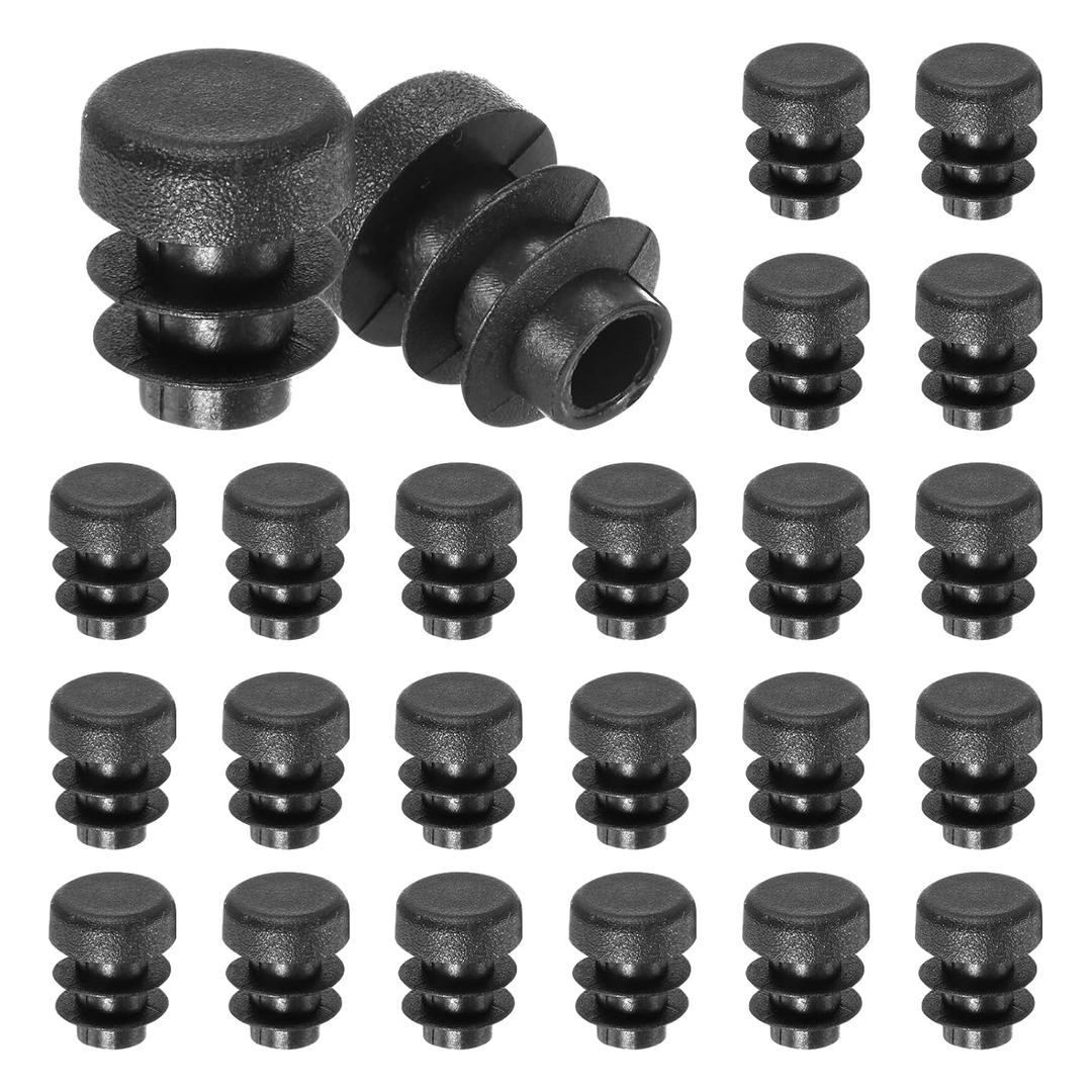 30 Pack Round Plastic Plug, OD 1/2" Furniture Tube Inserts Pipe Hole End Caps for Tubing Post/Glide Insert for Pipe Post/Table Chair Leg/Metal Tubing/Fence [Black]