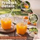 100 Set 16 oz Clear Square Plastic Cup with Lids and Straws Disposable Iced Coffee Cups Plastic Smoothie Cups with Lids for Cold Drinks Iced Coffee Smoothies Milkshake