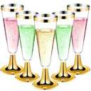 40 Pack Plastic Champagne Flutes with Gold Rim Gold Bottom, 5.5 Oz Clear Disposable Plastic Champagne Glasses, Wine Glasses Cups for Wedding Celebration Party Wine Tasting New Years Eve Party Supplies