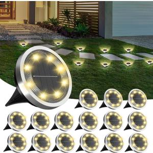 INCX Solar Ground Lights,16 Pack Solar Lights Outdoor Waterproof, Solar Garden Lights Landscape Lighting for Patio Pathway Lawn Yard Deck Driveway Walkway, Warm White
