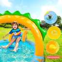 SULIFEEL Dinosaurs Inflatable Play Center Kiddie Pool with Slide and Sprinkler for Children, 96''x59''x39'' Baby Pool for Backyard and Garden