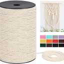 Macrame Cord 4mm x 240Yards（720Feet, Natural Cotton Macrame Rope - 3 Strands Twisted Macrame Cotton Cord for Wall Hanging, Plant Hangers, Crafts, Gift Wrapping and Wedding Decorations