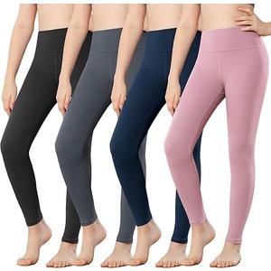 4-Pack Leggings Yoga Pants Youth Athletic Dance Running Active Tights Pack S/M