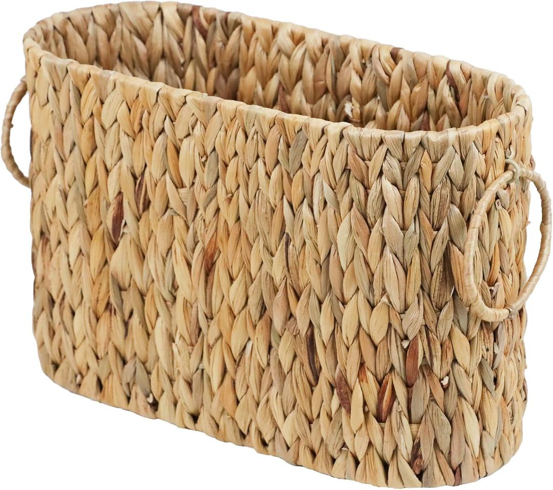 Toilet Paper Storage, Water Hyacinth Bathroom Toilet Paper Basket for Storage, Toilet Paper Holder Wicker Basket for 6 Mage Rolls, Bathroom Accessories Organizer