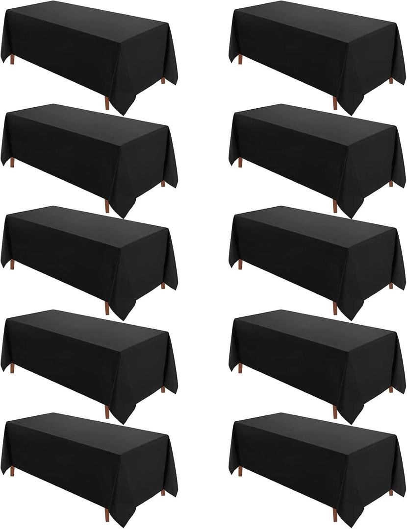 VidaFete Classic Series 10 Pack 90 * 132inch Black Rectangle Tablecloth