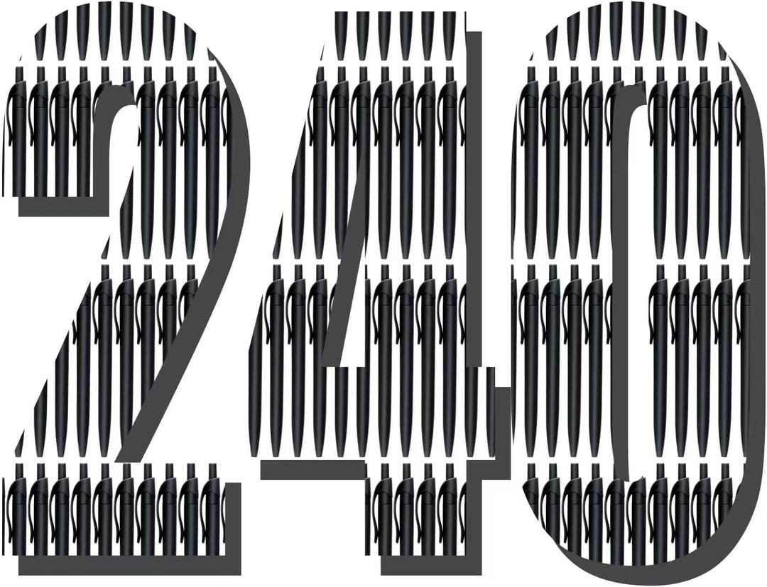 Aozora Pens Bulk 240 Pack Black Click Pens No Bleed Wholesale Retractable Ballpoint Pens Medium Point,Smooth Ink Pens for Journaling School Office Supplies 1.0MM Black Ink
