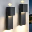 Modern LED Outdoor Wall Sconce, Dusk to Dawn Outdoor Lighting, Black Porch Lights Outside Wall Mount Lights for House Porch Garage, 15 Inch 3000K 2 Packs