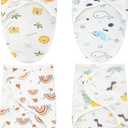 Newwiee 4 Pcs Preemie Baby Swaddle Wrap Adjustable Cotton Preemie Swaddle Blanket for Newborn Boys Girls(Pink Heart,Fit for Preemies)