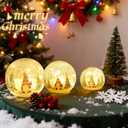 Crackle Glass Ball Light Mix Pattern Glass Ball LED Night Light Tabletop,Upgraded Table Top Christmas Tree Decorations with Timer,Widely Applicable to Party,Holiday Home and Mantel Decor (Small+Medium+Large)