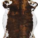 Sgizoku Cow Print Rug - 3.6x2.5 Feet Cow Hide Rugs Faux Cowhide Rug Cute Area Rug Fun Western Room Decor Cow Rugs for Living Room Bedroom Non-Slip Yellow-Brown(43 inches x 29 inches)