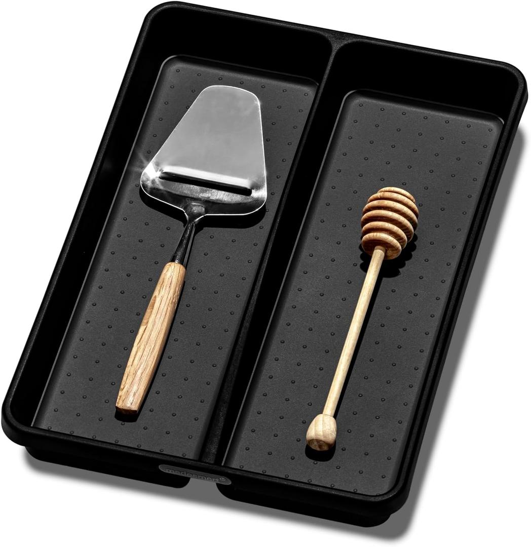 madesmart Utensil Tray-CARBON COLLECTION 2 Compartments, Soft-Grip Lining & Non-Slip Feet & BPA-Free, Small (Carbon)