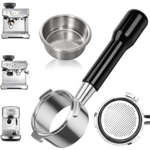 54mm Bottomless Portafilter fit Breville Barista Express Machines BES870XL 880BSS 878BSS 840XL 500BSS 450BSS BES500,3 Ears Espresso Portafilter with 18g Basket