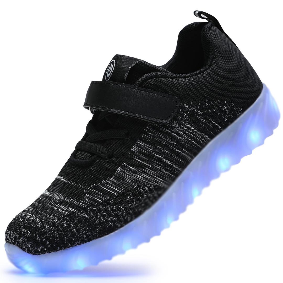 AoSiFu Kids Light Up Shoes Toddler Girls Boys Breathable Led Flashing Sneakers USB Charge black26