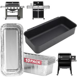 70379 Catch Pan Kit for Weber Summit 400/600, Genesis II & Genesis II LX 400 & 600 Series Grills (2016+) Drip Pan, 6498 6417 Grease Catcher Pans for Weber Searwood 600 SmokeFire EX4/EX6 Series 10 PCS, Size 11x5