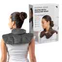 Sharper Image Heated Neck & Shoulder Wrap - Microwavable Warm & Cooling Plush Pad, Scented Aromatherapy (100% Natural Lavender & Herb Spa Blend), Pain Tension Headache Relief Therapy, Gift for Women (Grey)