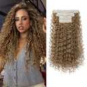 Clip in Hair Extensions, FLUFYMOOZ 4PC 100 Pure Protein Silk Hair Extensions Long Soft Natural Hairpiece 20 Inch Curly Hair Extension for Women Deep Dirty Blonde