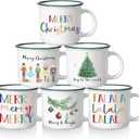 Pickmesh Christmas Coffee Mug Set of 6, Festive Holiday Designs with Nutcracker, Tree Prints  12 oz Ceramic Enamel Cups for Hot Cocoa, Tea, and Seasonal Beverages  Dishwasher & Microwave Safe