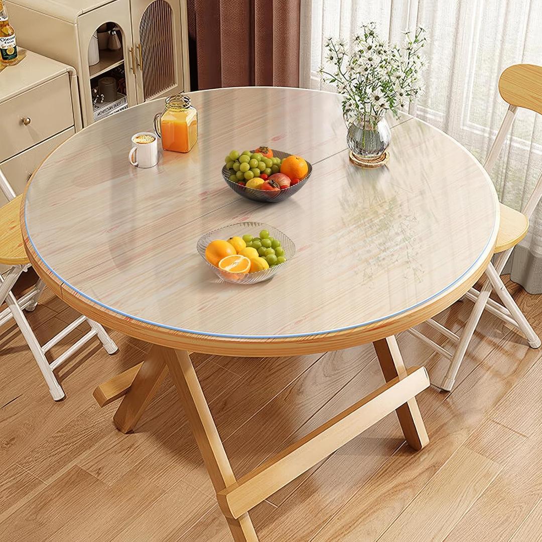 Vicwe Clear Round Table Protector 32 Inch,1.5mm Clear Round Table Cover Protector, Plastic Table Cover, PVC Rounds Table Pad for Dining Room Tables