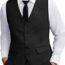 COOFANDY Men's Business Suit Vest Slim Fit Dress Vest Wedding Waistcoat (X-Large, Black)