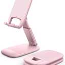 Lamicall Pink Phone Holder, Desk Accessories - Rose Gold Pink Office Cell Phone Stand, Desktop, Office Desks Accessories, Desk Decor for Women, for iPhone, 4-8'' Phone
