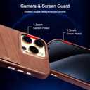 LUCKYCOIN Genuine Leather Wallet Phone Case for iPhone 15 Pro, Phone Purse with 2 Credit Card Holder, Compatible with iPhone 15 Pro, Metal Button Bumper Protective Shockproof Cover Dark Brown