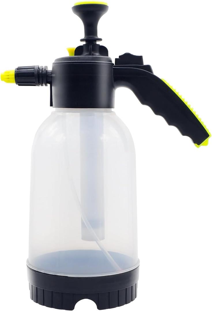 0.5 Gallon Handheld Pump Sprayer, 2L Garden Pressure Sprayer, 68oz Water Spray Bottle with Safety Valve, Adjustable Nozzle, for Watering,Plant Spraying, Home Cleaning, Fertilizing (Clear)