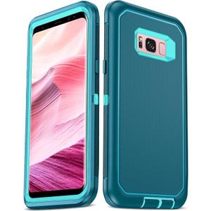 LeYi Compatible for Samsung Galaxy S8 Case: Galaxy S8 CaseNOT Fit S8 Plus Upgrade 3-in-1 Full Body Shockproof Rubber Cover, Tough Rugged Dustproof Defender Protection Case Samsung Galaxy S8, Teal