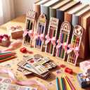 Mooliwe 10 Pcs Back to School Gifts for Students Bulk Wood Pencil Case Holder with Pink Ribbon DIY Welcome First Day of School Gift for Students Teacher Appreciation Supplies Classroom Prize Stuffer