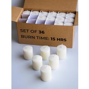 CANDWAX Unscented Ivory Votive Candles Set of 36 - Clean-Burning, Long-Lasting 15 Hour Burn - Ideal for Weddings, Home Dcor, Spa, Events - Bulk Value for Versatile Use