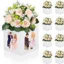 8Pcs Wedding Table Centerpieces Box 6/7 Inch Picture Display Reusable Photo Props Box Frame for Congrats Grad Wedding Decor Flower Arrangements, White