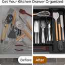 ukeetap Extra Large Expandable Silverware Organizer, BPA-Free Food-Safe Cutlery Flatware Organizer, Kitchen Utensil Drawer Organizer, Adjustable Silverware Holder for Spoons Forks Knives, Black
