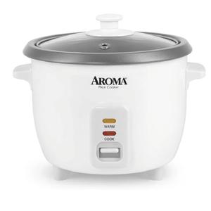 AROMA® Rice Cooker, 3-Cup (Uncooked) / 6-Cup (Cooked), Small Rice Cooker, Oatmeal Cooker, Soup Maker, Auto Keep Warm, 1.5 Qt, White, ARC-363NG