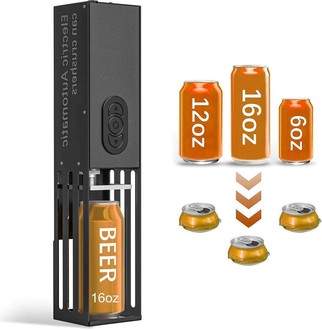 YOTAN Electric Can Crusher, 8oz&12oz&16oz Automatic Can Crushers for Recycling Wall Mounted, Aluminum Can Crusher Electric, Can Trash Compactor for Aluminum Seltzer, Soda, Beer Cans, Bottles