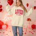 UNIQUEONE Valentines Sweatshirts for Women Love Sweatshirt Love Heart Graphic Pullover Cute Holiday Crewneck Long Sleeve Tops (Beige, S)