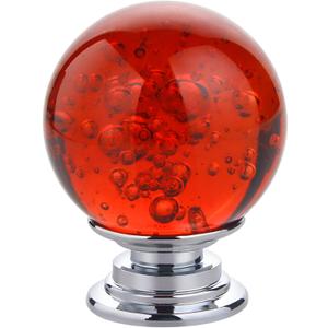 10 PCS Crystal Cabinet Knobs Round Glass Bubbles Dresser Knobs Smooth Drawer Knobs Handle for Home, Cabinet, Drawer and Dresser Hardware with 3 Different Size Screws, 30MM (Red)