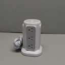 AiJoy Flat Plug Power Strip Tower 9 Outlets and 5 USB Ports (2 USB-C), 1200J Surge Protection, 6.5ft 1625W Extension Cord Charging Station for Home, Office Supplies, Dorm Essentials (White)