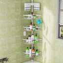 Dicasser Corner Shower Caddy - Tension Pole Rod Organizer, Floor to Ceiling 20-113 inch, Adjustable Towel Rack Waterproof Rustproof, Stainless Steel