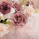 Ling's moment Artificial Flowers Fake Roses Faux Foam Gardenia Combo for DIY Wedding Bouquets Centerpieces Arrangements Bridal Shower Party Home Decorations, Mauve & Blush, 24pcs