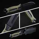 10" Fixed Blade Tactical Knives with Sheath and Clip, Stainless Steel Survival Hunting Bushcraft Full Tang Non-Slip Handle Knife for Camping, Hunting, Adventure, Outdoors, EDCMilitary Green