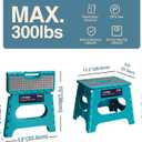 Flottian 11" Folding Step Stool for Adults and Kids Holds Up to 300 lbs,Non-Slip Folding Stools with Portable Handle, Compact Plastic Foldable Step Stool for Bathroom,Bedroom, Kitchen Ocean Blue,1PC