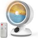 2-in-1 Heater Fan Combo, Portable Cooling Desk Fan with 60 Oscillation for Indoor Use, 1500W Portable Space Heater for Bedroom Office, Tip-Over Protection,Valentines Day Gift (Classic White)