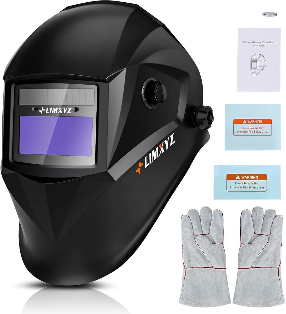 Welding Helmet Auto Darkening,Welding Hood Solar Powered 3.66 * 1.69",Mask With 2 Arc Sensors,Wide Shade 4/9-13 Suitable for TIG, MIG, MAG With Welding gloves M-001