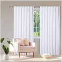 Bedding Craft White Cotton Farmhouse Tab Top Curtains Set of 2, 96" Long x 50" Wide, White 2 Panel Drapes Curtains