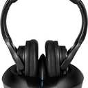 Wireless TV Headphones Over Ear Headsets-RF Transmitter Charging Dock, Hi-Fi Stereo Cordless Headphones for TV, Adjustable Lightweight Rechargeable 10Hrs Battery for Hard of Hearing, 330ft (Black)
