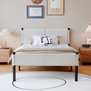 Metal Bed Frame,14Inch Twin Size Bed Frame with Storage Space,Heavy Duty Sturdy Mattress Foundation,Easy Assembly,No Box Spring Needed,Twin White