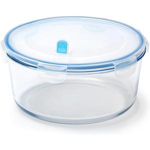 NUTRIUPS 2.8L Glass Food Storage Containers Set, Round Meal Prep Containers, Glass Bowls With Lid