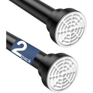 2-Pack Black Shower Curtain Rod 46 to 78 Inches, Adjustable Spring Tension Curtain Rods Anti-Slip and Rust,Shower Tension Rod for Bathroom, Closet, Window, Room Divider, Easy Installation, No Drilling